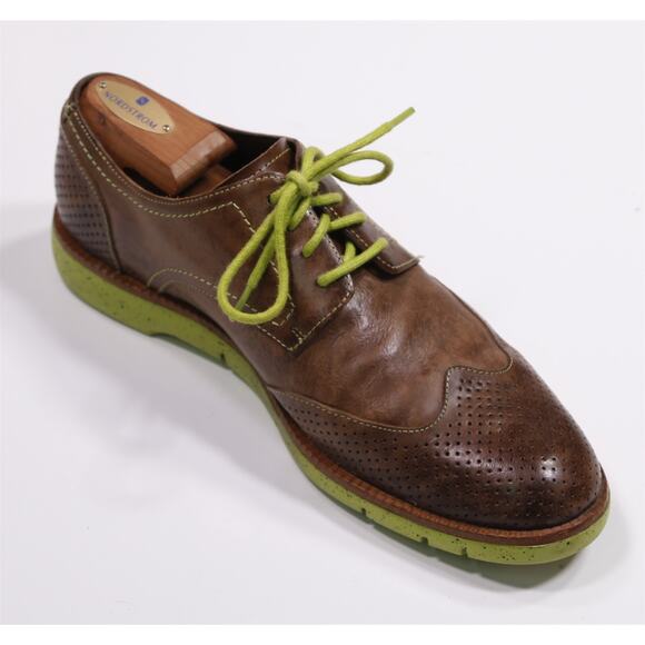 Donald J Pliner Edd Brown Lime Green Wingtip Dress Shoes 8.5 main image 5